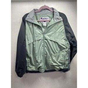 CHAMPION MEN LARGE RAIN JACKET NYLON WIND BREAKER FULL ZIP LINED